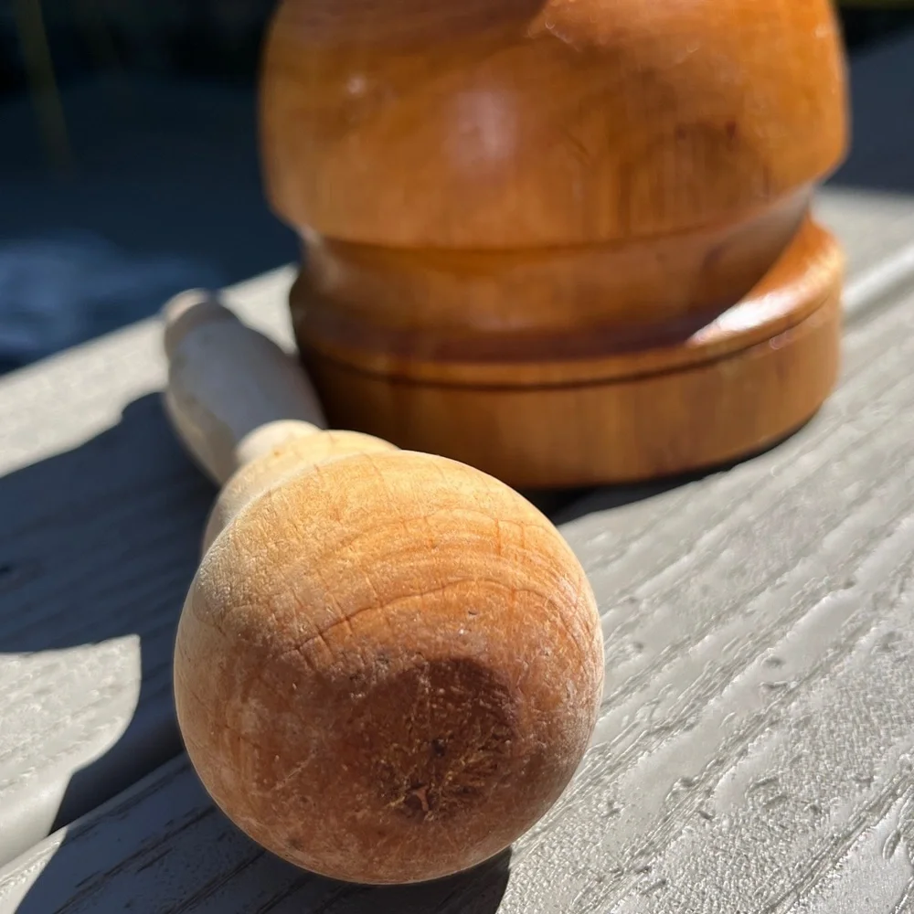 Vintage Wooden Mortar and Pestle Set